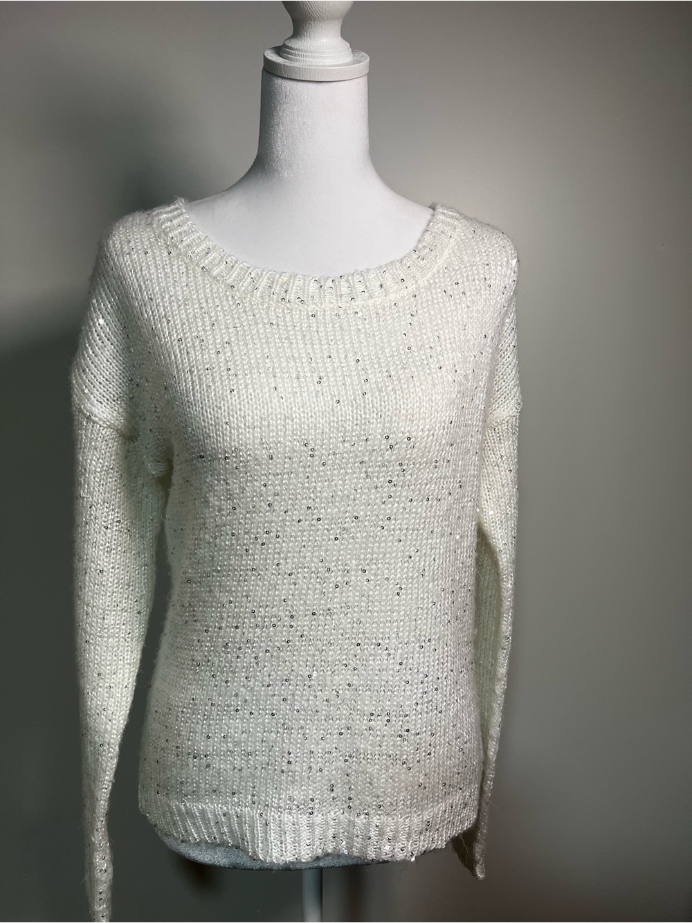 Dolled Up Ivory Sparkle Crewneck Sweater